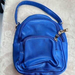 Blue Leather Women's crossbody backpack